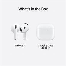 Apple AirPods 4 Wireless Earbuds, Bluetooth Headphones, Personalized Spatial Audio, Sweat and Water Resistant, USB-C Charging Case, H2 Chip, Up to 30 Hours of Battery Life, Effortless Setup for iPhone