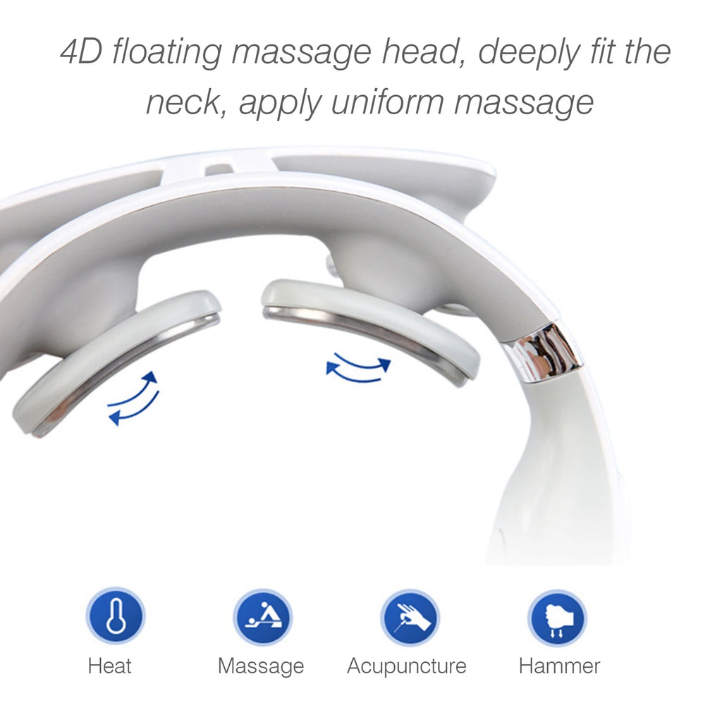 Cervical Massager 16 Modes USB Smart Pulse Heating 4 Head Neck Massager for Neck Tension Vibrator Heating Massager Relax Muscles