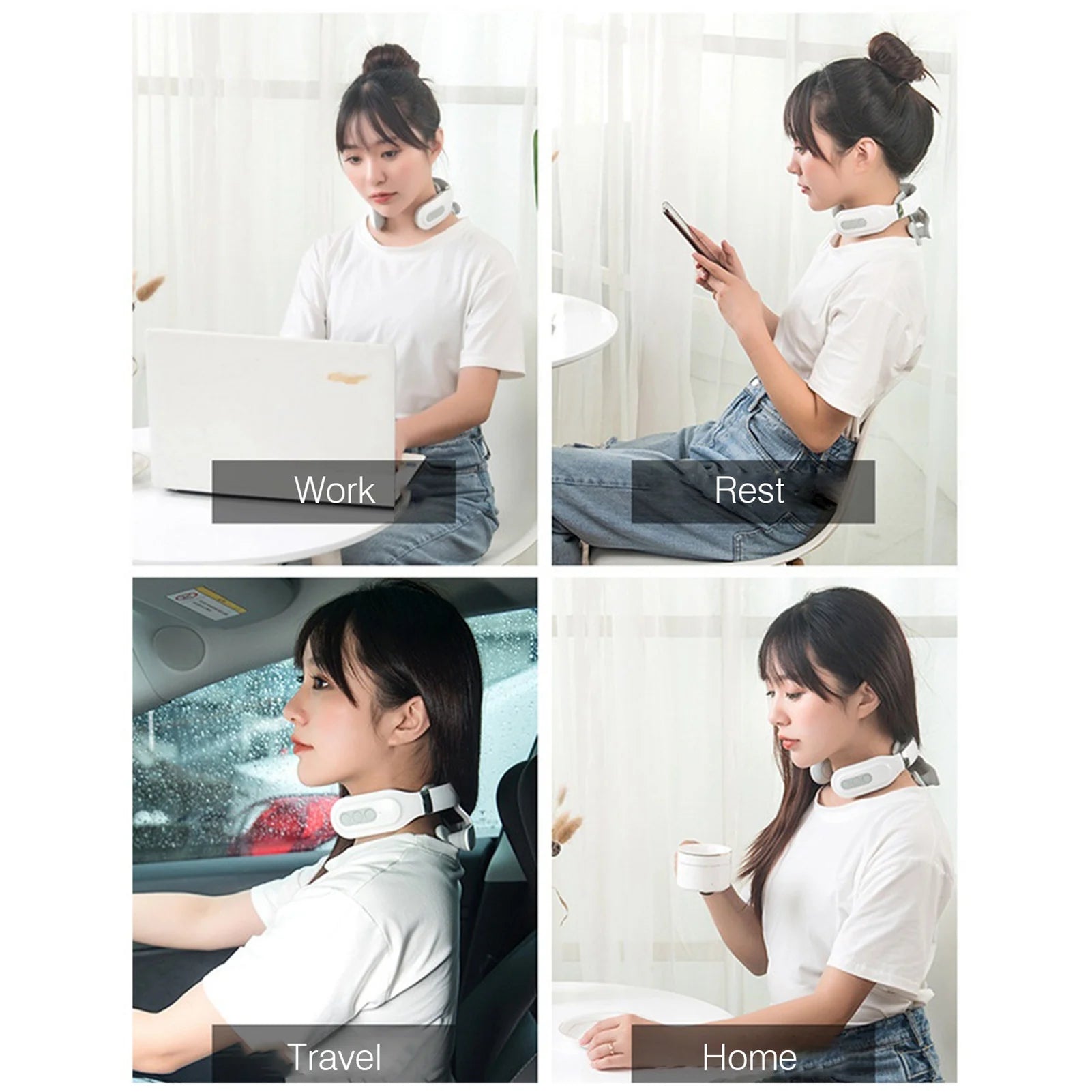 Cervical Massager 16 Modes USB Smart Pulse Heating 4 Head Neck Massager for Neck Tension Vibrator Heating Massager Relax Muscles