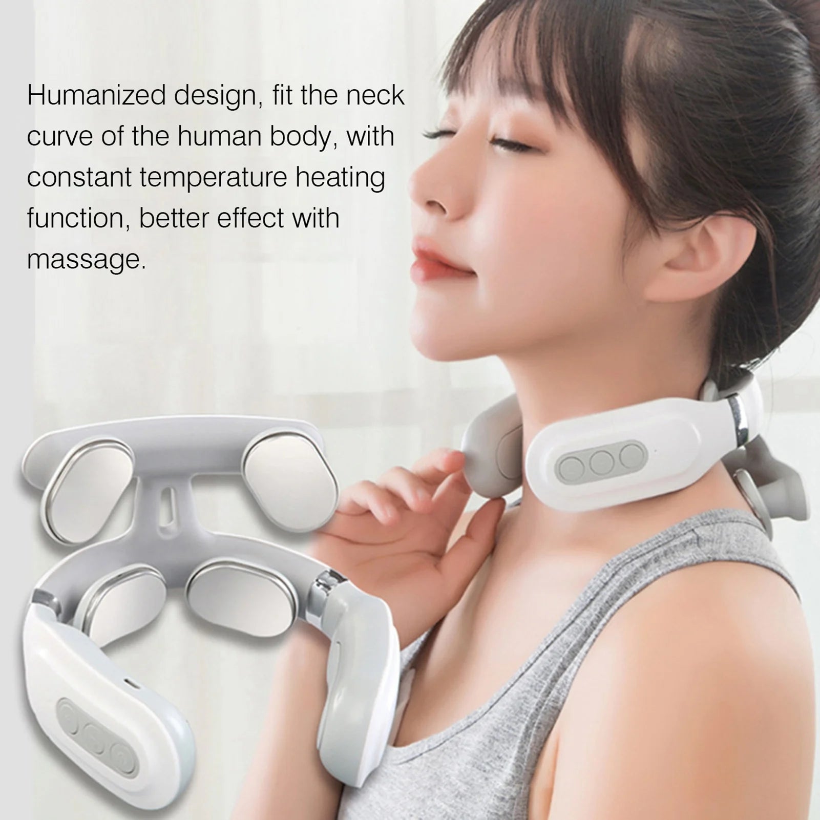 Cervical Massager 16 Modes USB Smart Pulse Heating 4 Head Neck Massager for Neck Tension Vibrator Heating Massager Relax Muscles