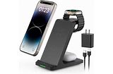 3 in 1 Charging Station for iPhone, Wireless Charger for iPhone 17 16e 16 15 14 13 12 11 X Pro Max & Apple Watch - Wireless Charging Station for AirPods 4 3 Pro
