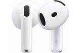 Apple AirPods 4 Wireless Earbuds, Bluetooth Headphones, Personalized Spatial Audio, Sweat and Water Resistant, USB-C Charging Case, H2 Chip, Up to 30 Hours of Battery Life, Effortless Setup for iPhone
